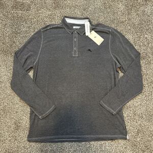 $118 Tommy Bahama Men's Paradise Cove Long Sleeve Polo Shirt Size XLT Gray Coal